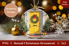 Christmas Yellow Door Ornament, Winter Ornament Template Product Image 1