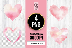 Watercolor Pink Heart Shape Clipart Sublimation PNG Product Image 1