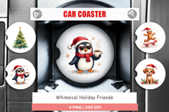 Whimsical Holiday Friends Car Coaster Product Image 1