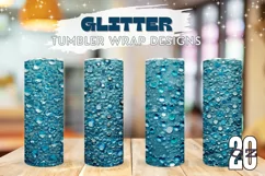 Crystals Tumbler Sublimation, Blue Glitter Tumbler Template Product Image 1