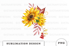 Watercolor Autumn Flowers Bouquet png Product Image 1