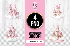 Pink Watercolor Cloud Castle Clipart Sublimation PNG Product Image 1