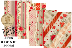 Valentines, Shabby Chic, Papers, Junk Journal Product Image 1