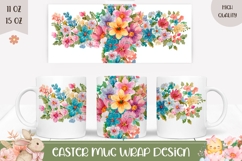 Floral Christian Cross Mug, Christian Sublimation Mug Wrap Product Image 1
