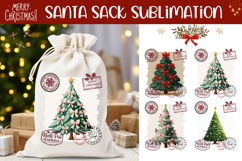 Cartoon Christmas Tree Santa Sack, Winter Sublimation Design Product Image 1