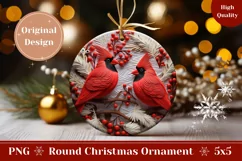 3D Christmas Round Ornament, Cardinals Ornament Sublimation Product Image 1