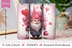 Valentines Tumbler Sublimation, Cute Gnome Tumbler Design Product Image 1