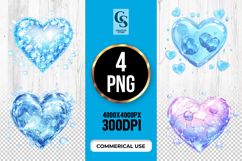Blue Ice Water Heart Clipart Sublimation PNG Product Image 1