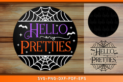 Hello my Pretties Round Door Hanger Sign SVG Cut Files Product Image 1