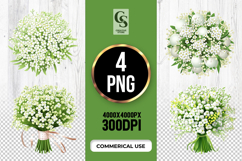 White Floral Bouquet Clipart Sublimation PNG Product Image 1