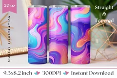 Liquid Paint Tumbler Wrap, Colorful Tumbler Sublimation Product Image 1