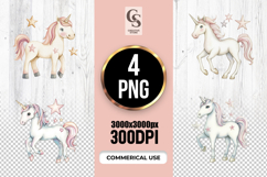Watercolor Star Unicorn Clipart Sublimation PNG Product Image 1