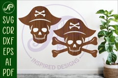 Pirate jolly roger silhouette laser cut outs SVG file Product Image 1