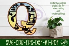 Construction Large Q wall Letter 3 layer sign Product Image 1