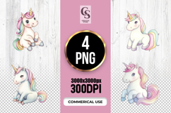 Baby Unicorn Watercolor Clipart Sublimation PNG Product Image 1