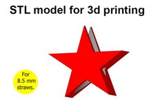 Star, Straw Topper STL File for 3D Printing. Product Image 1