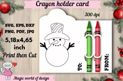 Snowman Christmas Coloring Card, Crayon Holder Card svg Product Image 1