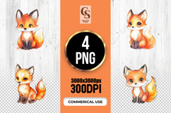 Cute Orange Fox Watercolor Clipart Sublimation PNG Product Image 1