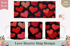 Knitted Love Hearts Mug Wrap, Red Love Mug PNG Product Image 1