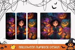3D Halloween Witch Tumbler, Colorful Pumpkins Tumbler Print Product Image 1