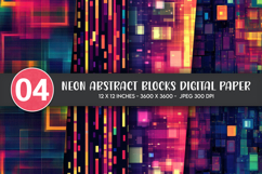 Neon Abstract Blocks Digital Paper Product Image 1