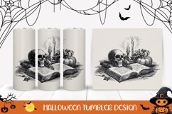 Pumpkins Halloween Tumbler, Halloween Skull Tumbler Wrap Product Image 1
