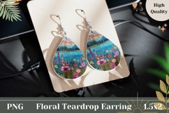 Flowers Teardrop Earrings, Nature Landscape Earrings Product Image 1