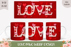 Love Hearts Coffee Mug Wrap Design, Love Mug Template Product Image 1