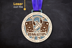 Reggaeton Music Medal SVG laser cut file for Glowforge Product Image 1