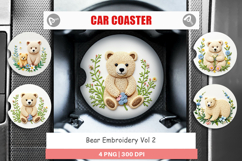 Car Coaster Bear Embroidery Product Image 1
