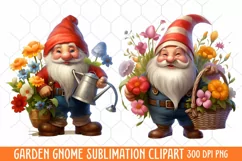 Garden Gnome Sublimation clipart, Watercolor Clipart Product Image 1