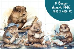 8 Beaver Watercolor Sublimation Bundle Png Product Image 1