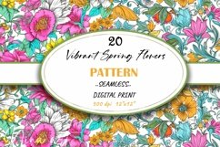 Vibrant Spring Watercolor Flowers Seamless Digital Paper Product Image 1
