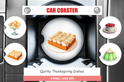 Car Coaster Watercolor Quirky Thanksgiving Dishes Product Image 1