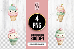 Cute Ice Cream Character Illustration Clipart PNG Product Image 1