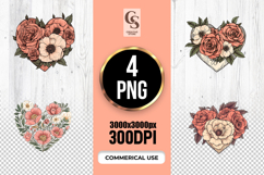 Dusty Coral Rose Heart PNG Product Image 1