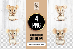 Watercolor Baby Mouse Clipart Sublimation PNG Product Image 1