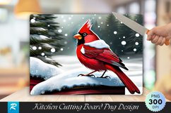 Christmas Cardinal Snow Scene Cutting Board PNG Design Product Image 1