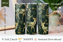 Cute Deer Tumbler Wrap Design, Floral Tumbler Design Product Image 1