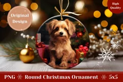 Christmas Ornament Sublimation, Christmas Dog Ornament PNG Product Image 1