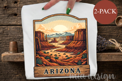 Arizona State PNG, Vintage Desert Sunset Sublimation Design Product Image 1