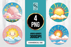 Cute Sunshine And Cloud Clipart Sublimation PNG Product Image 1