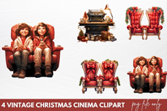 Vintage Christmas Cinema Clipart PNG Product Image 1