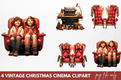 Vintage Christmas Cinema Clipart PNG Product Image 1