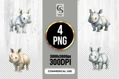 Baby Rhino Watercolor Clipart Sublimation PNG Product Image 1