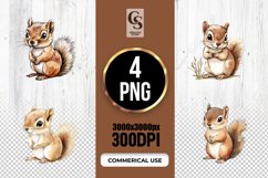 Watercolor Baby Squirrel Clipart PNG Product Image 1