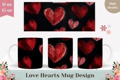 Embroidery Love Hearts Mug Design, Valentine Mug Wrap Product Image 1