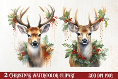 Watercolor Christmas Deer Sublimation Bundle, Christmas Deer Product Image 1