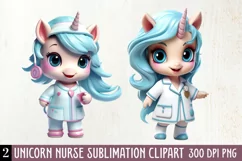 Unicorn Nurse Clipart, Unicorn Nurse Sublimation Product Image 1