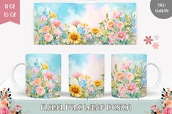 Spring Mug Template, Flowers Mug Sublimation Design Product Image 1